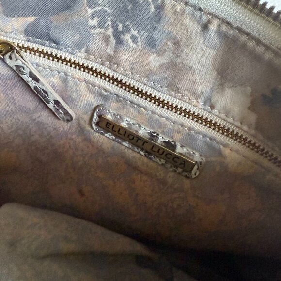 Elliott Lucca 100% Leather Snakeskin Print Hobo Satchel Shoulder Bag Gray - Picture 13 of 15